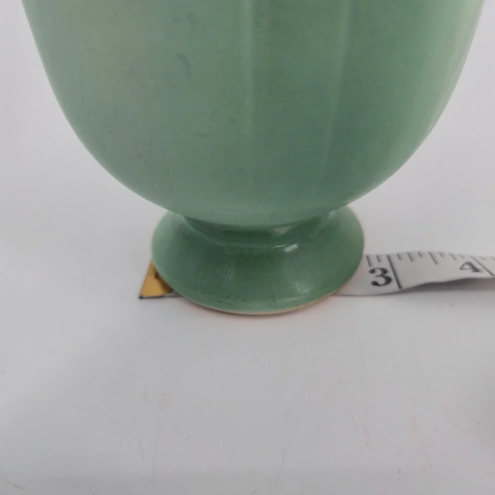 Vintage Weller Pottery Dogwood Flower Aqua Green Footed Vase Planter 4 In. Deco